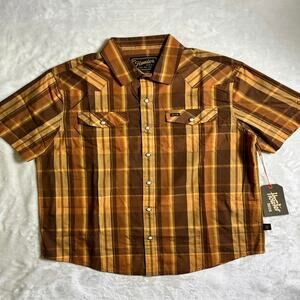 NWT Howler Bros H Bar B Snapshirt Western Pearl Snap 70's Brown Plaid Men's M